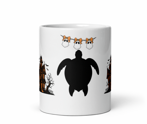 Spooky Turtle White glossy mug