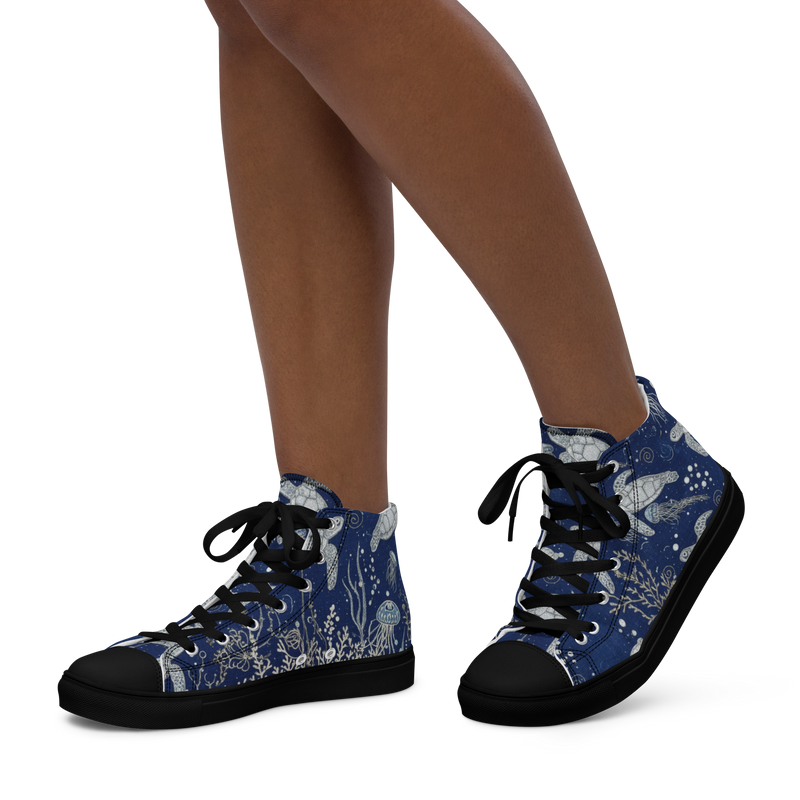 Sea Turtle Women’s high top canvas shoes