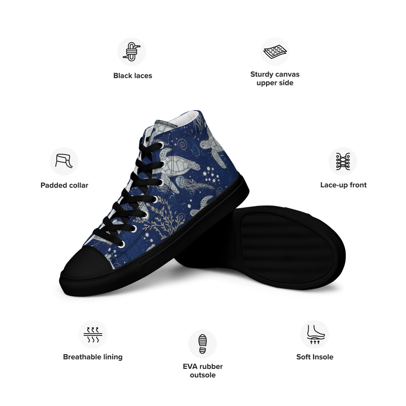 Sea Turtle Women’s high top canvas shoes
