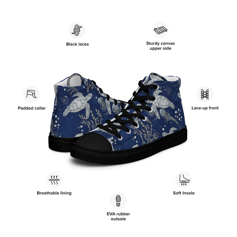 Sea Turtle Women’s high top canvas shoes