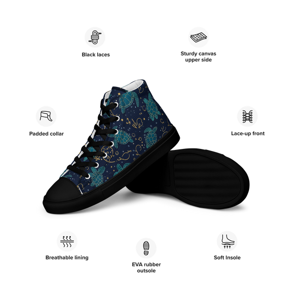 Sea Turtle Women’s high top canvas shoes