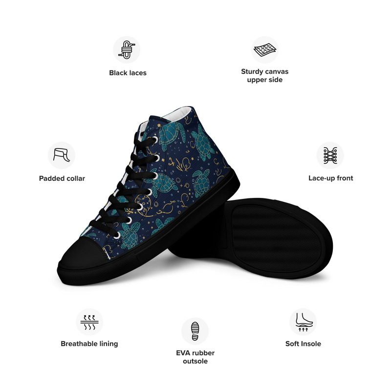 Sea Turtle Women’s high top canvas shoes