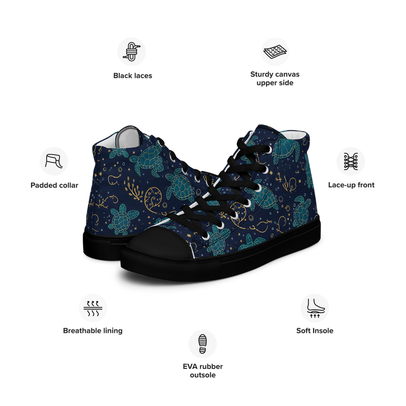 Sea Turtle Women’s high top canvas shoes