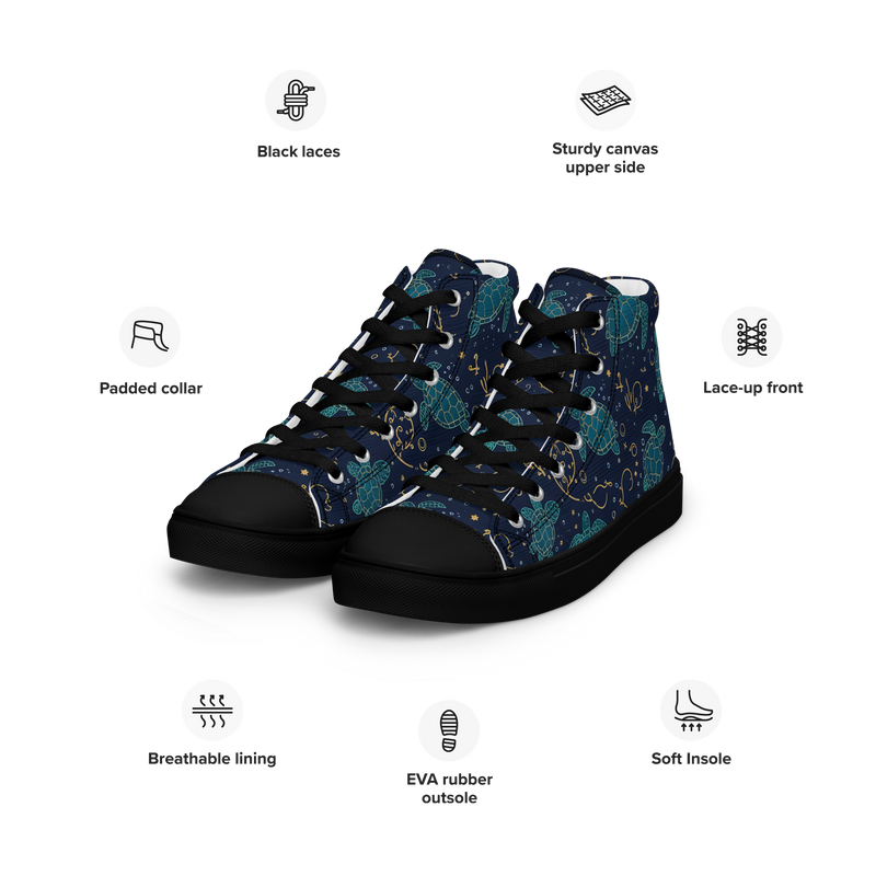 Sea Turtle Women’s high top canvas shoes